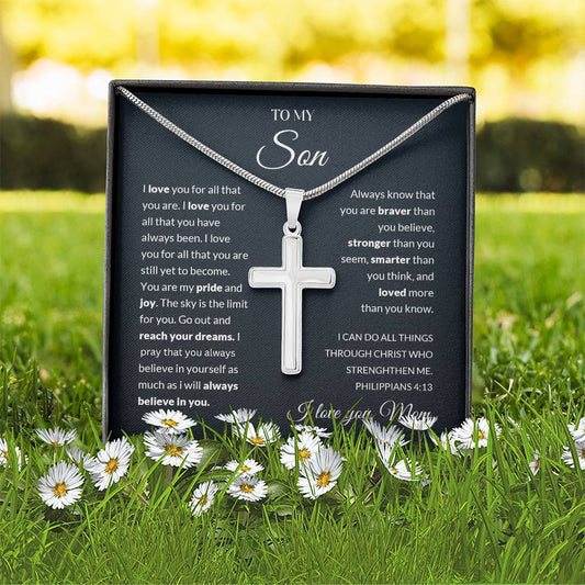 To My Son | I Love You - Stainless Steel Cross Necklace